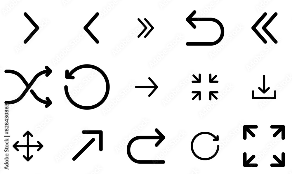 Set Of Linear Arrow Icons Silhouette Vector Logo Design Containing Back,Line,Interface,Arrow,Direction Solid Icon Collection. Vector Illustration Set Of Linear Arrow Icons Silhouette Vector Logo Design Containing Back,Line,Interface,Arrow,Direction Solid Icon Collection. Vector Illustration