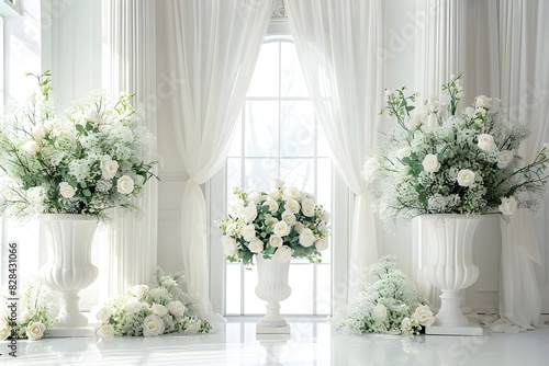 Luxury white wedding background generative AI © Chill