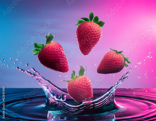 Truskawki wpadające do wody