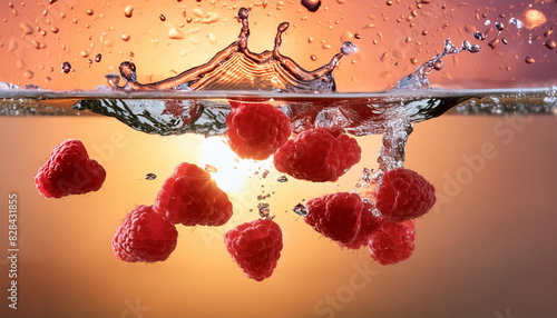 Maliny wpadające do wody