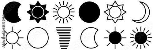 Set Of Linear Weather Icons Collection Isolated Silhouette Solid Icons Including Crescent,Astronomic,Moon,Night,Lunar Stroke Icon Collection. Vector Illustration