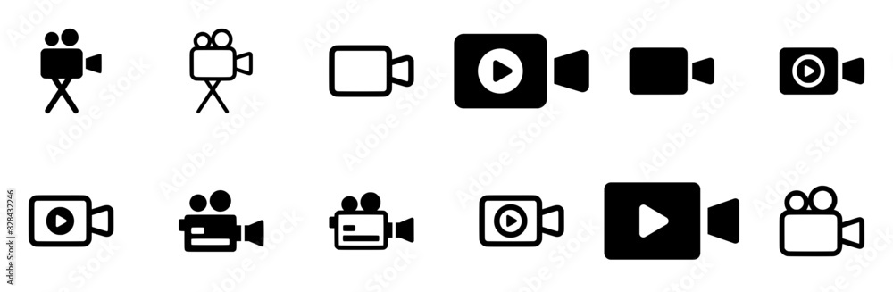 Set Of Linear Videos Vector Symbols Apps, Websites Ui Designs Suitable For Video,Camera,Video-Camera,Movie,Recording Stroke Icon Collection. Vector Illustration Set Of Linear Videos Vector Symbols Apps, Websites Ui Designs Suitable For Video,Camera,Video-Camera,Movie,Recording Stroke Icon Collection. Vector Illustration