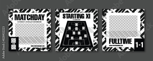 Sport Social Media Post Template , Football Match Day , Starting 11 , Starting Eleven , Full time