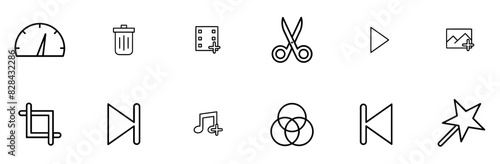 Mega Set Of Vector Video Editing Basic Icon Line Isolated Silhouette Solid Icons With Editing,Sound,Ui,Video-Editing,Media-Player Business Infographic Elements Logo Vector Illustration