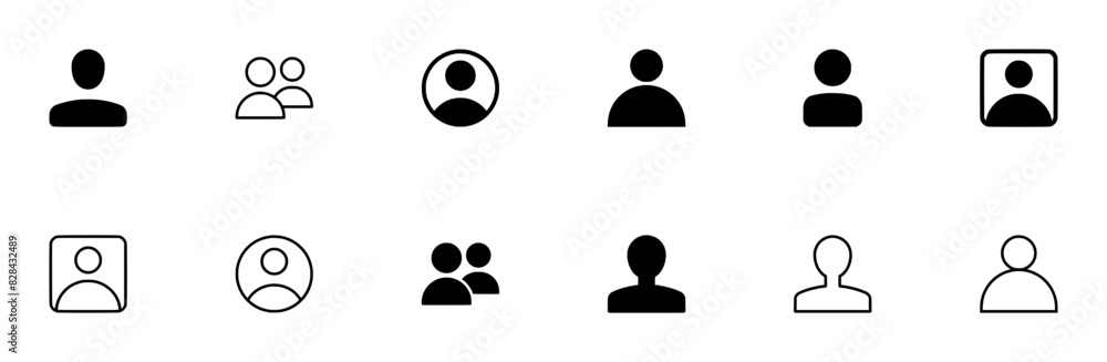 Mega Set Of Vector User Profile Outline And Glyph Icons Collection Isolated Silhouette Solid Icons Including Avatar,Person,User,People,Profile Solid Icon Collection. Vector Illustration