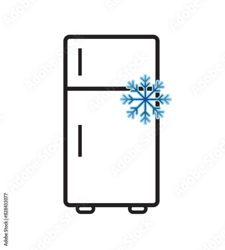 Refrigerator with snowflake icon. vector 