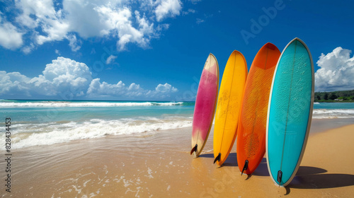 Three Surfboards Leaning Against a Beach Wall