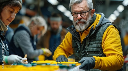 Man in Yellow Jacket and Black Gloves