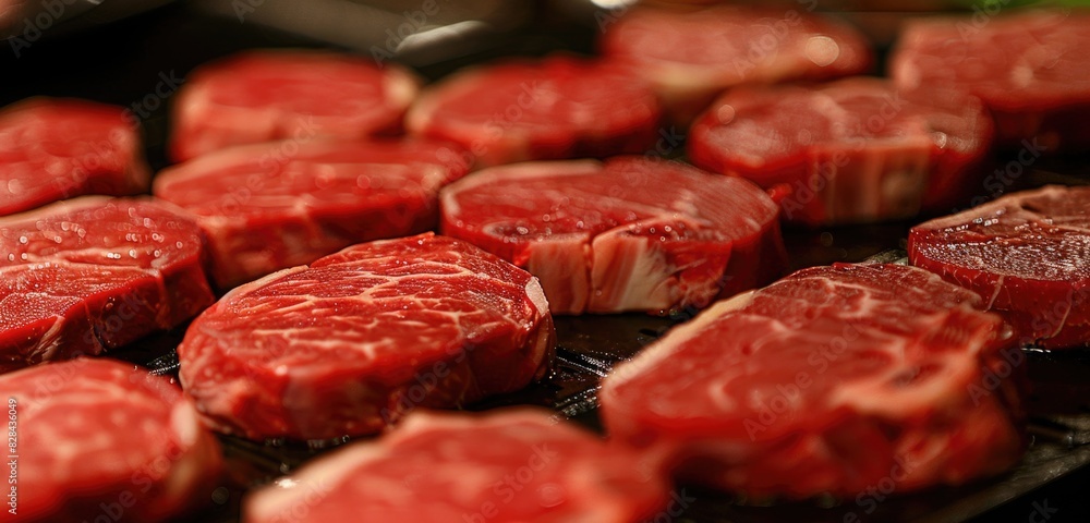 Close up of various cuts of raw meat Close up of various cuts of raw meat