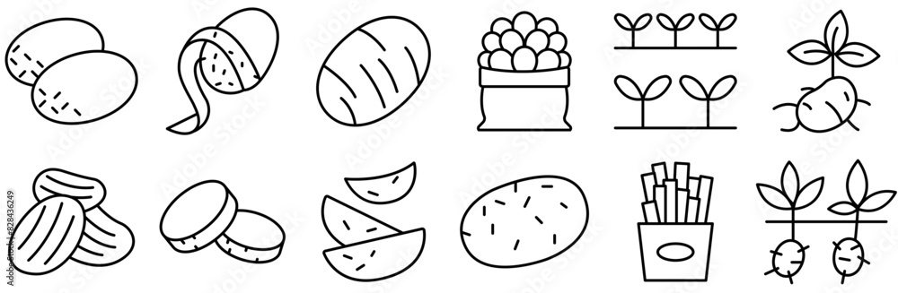 Set Of Linear Potato Isolated Silhouette Solid Icons With Agriculture,Food,Potato,Vegetable,Farm Pictograms And Infographics Design Elements Vector Illustration Set Of Linear Potato Isolated Silhouette Solid Icons With Agriculture,Food,Potato,Vegetable,Farm Pictograms And Infographics Design Elements Vector Illustration