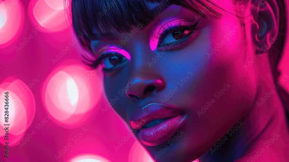 Black woman with neon makeup Black woman with neon makeup