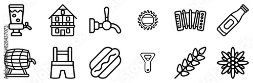 A Collection Of Oktoberfest Icons Collection Isolated Silhouette Solid Icons Including Beverage,Oktoberfest,Beer,Drink,Alcohol Business Infographic Elements Logo Vector Illustration
