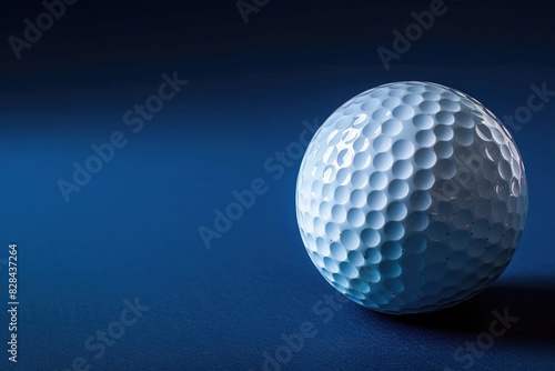 Close up of a golf ball on a blue surface. Perfect for sports and leisure concepts