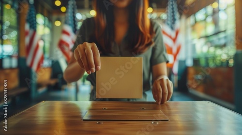 Man Putting Voting Paper in Voting Machine photo