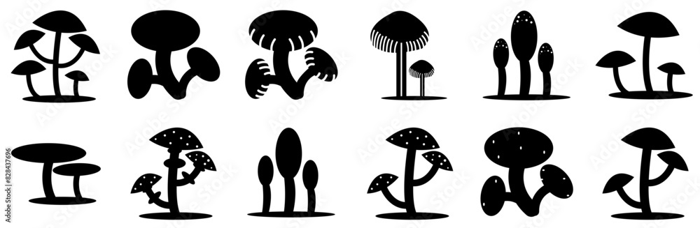 A Collection Of Mushrooms Icons Silhouette Vector Logo Design Containing Mushrooms,Fungi,Vegetable,Mushroom Outline Icons Collection. Simple Vector Illustration A Collection Of Mushrooms Icons Silhouette Vector Logo Design Containing Mushrooms,Fungi,Vegetable,Mushroom Outline Icons Collection. Simple Vector Illustration