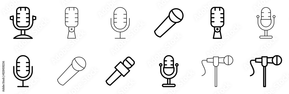 A Collection Of Microphone Mic Outline Vector Symbols Apps, Websites Ui Designs Suitable For Mic,Record,Music,Audio,Microphone Business Infographic Elements Logo Vector Illustration A Collection Of Microphone Mic Outline Vector Symbols Apps, Websites Ui Designs Suitable For Mic,Record,Music,Audio,Microphone Business Infographic Elements Logo Vector Illustration