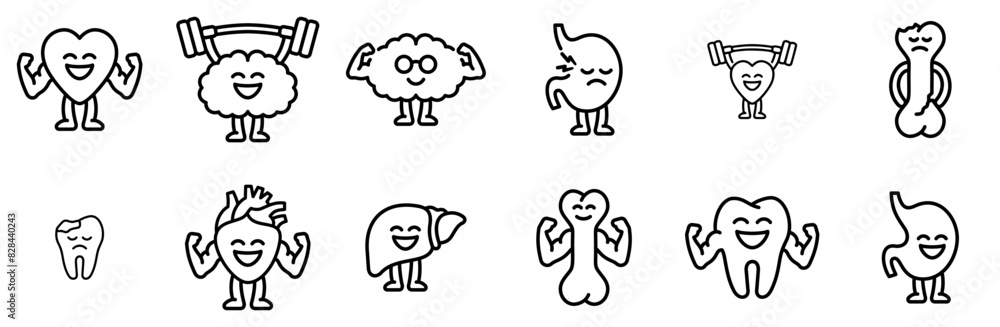 A Collection Of Internal Organs Characters Icons Collection Isolated Silhouette Solid Icons Including Character,Heart,Bone,Strong,Healthy Vector Icons Illustration Collection A Collection Of Internal Organs Characters Icons Collection Isolated Silhouette Solid Icons Including Character,Heart,Bone,Strong,Healthy Vector Icons Illustration Collection