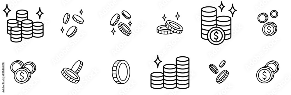 Set Of Linear Hug Icon Isolated Silhouette Solid Icons With Money,Dolllar,Coins,Coin,Falling Outline Icons Collection. Simple Vector Illustration Set Of Linear Hug Icon Isolated Silhouette Solid Icons With Money,Dolllar,Coins,Coin,Falling Outline Icons Collection. Simple Vector Illustration