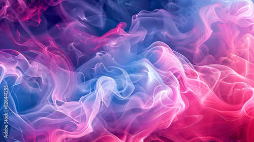 Vibrant abstract swirl of blue and pink smoke