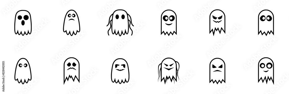 A Collection Of Ghosts Vector Symbols Apps, Websites Ui Designs Suitable For Face,Horror,Ghost,Halloween,Spooky Vector Icon Set Linear Pictogram Pack A Collection Of Ghosts Vector Symbols Apps, Websites Ui Designs Suitable For Face,Horror,Ghost,Halloween,Spooky Vector Icon Set Linear Pictogram Pack