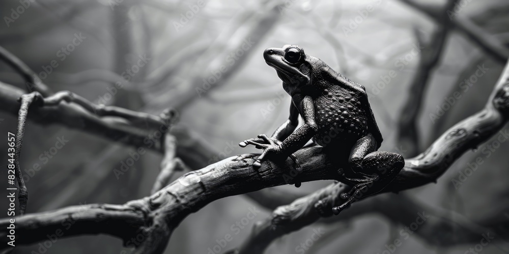 Fototapeta premium A frog sitting on a branch, suitable for nature themes