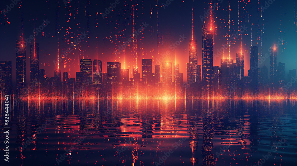 Obraz premium Digital generated image of cityscape data.