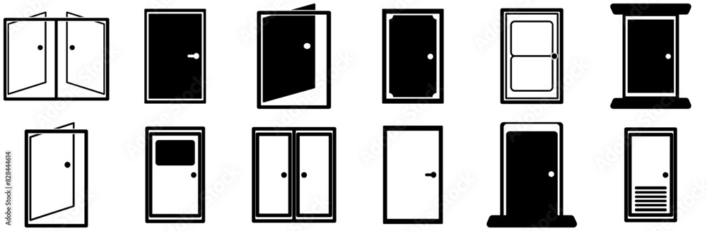 Mega Set Of Vector Door Collection Icons Collection Isolated Silhouette Solid Icons Including Visit,Login,Sign-In,Enter,Door Set Vector Flat Line Icons