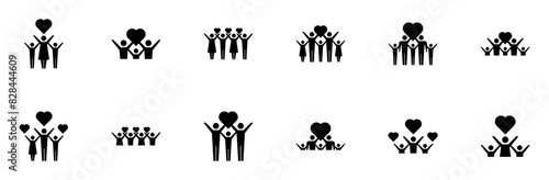 A Collection Of Donation Icons Web Header Banner Design Containing People,Group,Humanitarian-Aid,Heart,Donation Stroke Icon Collection. Vector Illustration