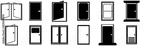 Mega Set Of Vector Door Collection Icons Collection Isolated Silhouette Solid Icons Including Visit,Login,Sign-In,Enter,Door Set Vector Flat Line Icons