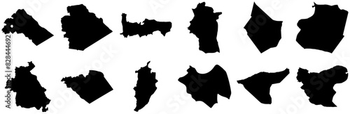 Mega Set Of Vector Districts Of Syria Isolated Silhouette Solid Icons With Region,Governorate,Syria,Damascus,Map Pictograms And Infographics Design Elements Vector Illustration