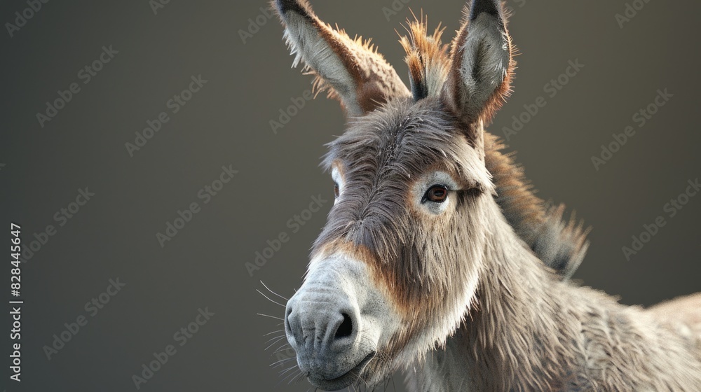 Fototapeta premium A close-up shot of a donkey looking at the camera. Suitable for various projects
