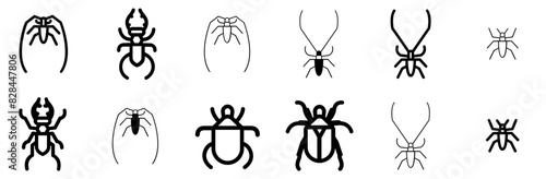 Set Of Linear Bugs Isolated Silhouette Solid Icons With Bug,Insect,Dorbug,Beetle,Maybug Business Infographic Elements Logo Vector Illustration
