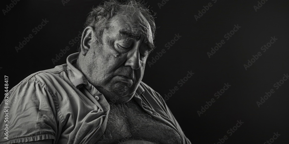A man wearing a shirt in black and white tones. Suitable for fashion or casual wear concepts A man wearing a shirt in black and white tones. Suitable for fashion or casual wear concepts