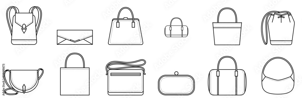 Set Of Linear Bag Maniac Vector Symbols Apps, Websites Ui Designs Suitable For Handles,Shopping,Bag,Evening,Fashion Pictograms And Infographics Design Elements Vector Illustration Set Of Linear Bag Maniac Vector Symbols Apps, Websites Ui Designs Suitable For Handles,Shopping,Bag,Evening,Fashion Pictograms And Infographics Design Elements Vector Illustration