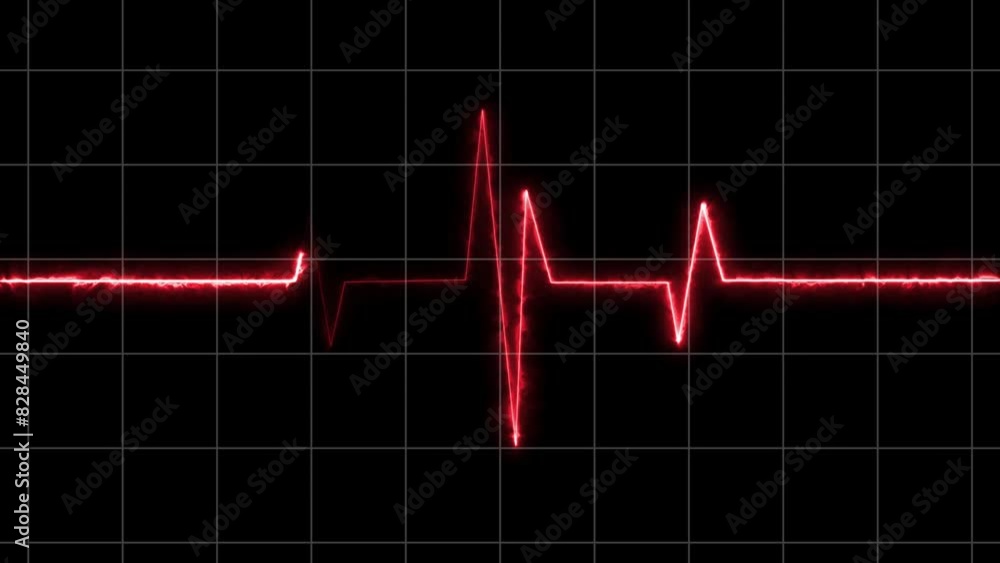 Heart beat electric neon line red color animation. Black background neon light heartbeat display 4k video. Heart beat electric neon line red color animation. Black background neon light heartbeat display 4k video.