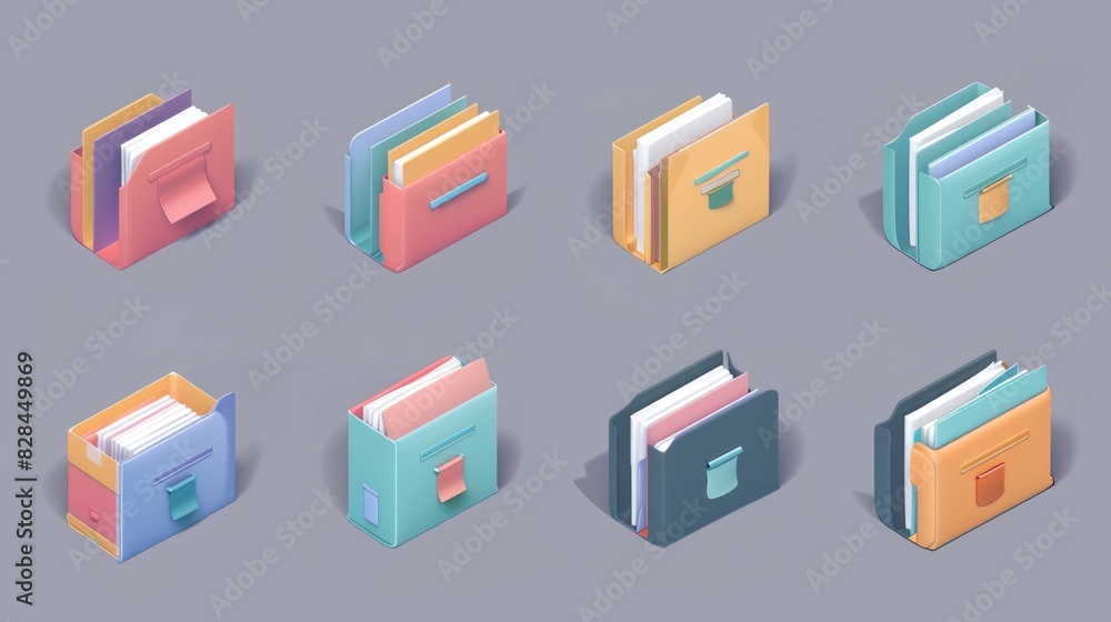 A set of different colored books on a neutral gray background. Perfect for educational or reading-related designs A set of different colored books on a neutral gray background. Perfect for educational or reading-related designs