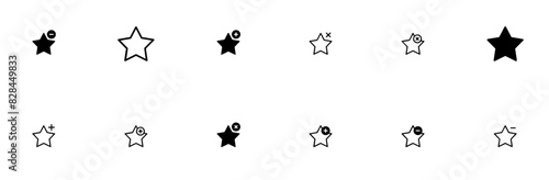 Set Of Add Remove Star Isolated Silhouette Solid Icons With Remove-Star,Remove,Star,Minus,Plus Vector Icons Illustration Collection