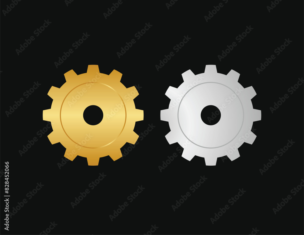Gold and Silver gears with black background vector illustration in 3d style Gold and Silver gears with black background vector illustration in 3d style