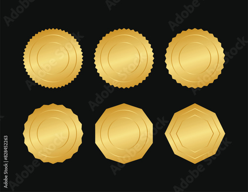 Set of gold seals, label, badge, certificate. Fully editable vector illustration design