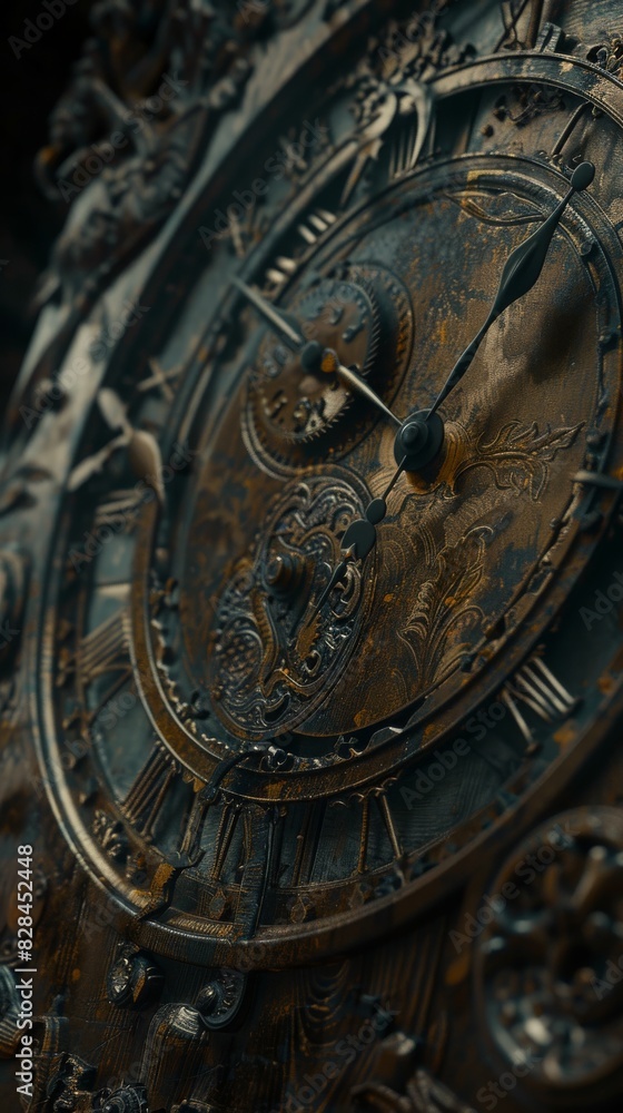 Obraz premium Time is going backwards, and the hands of the clock are turning counterclockwise, parallax photography, Nuclear, high detail, cinematic, 4k, 