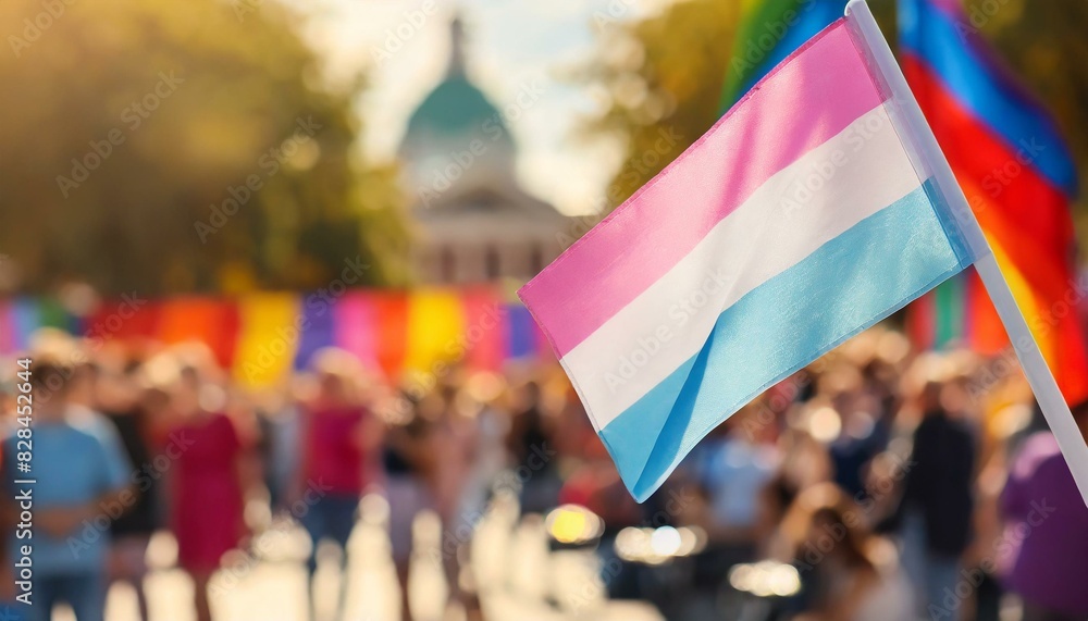 custom made wallpaper toronto digitaltransgender flag on the background of the pride parade, lgbt pride month, fight against transphobia, tolerance