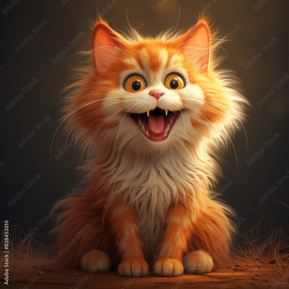 Whimsical Cartoonish Ginger Cat with a Big Smile. Generative AI Whimsical Cartoonish Ginger Cat with a Big Smile. Generative AI