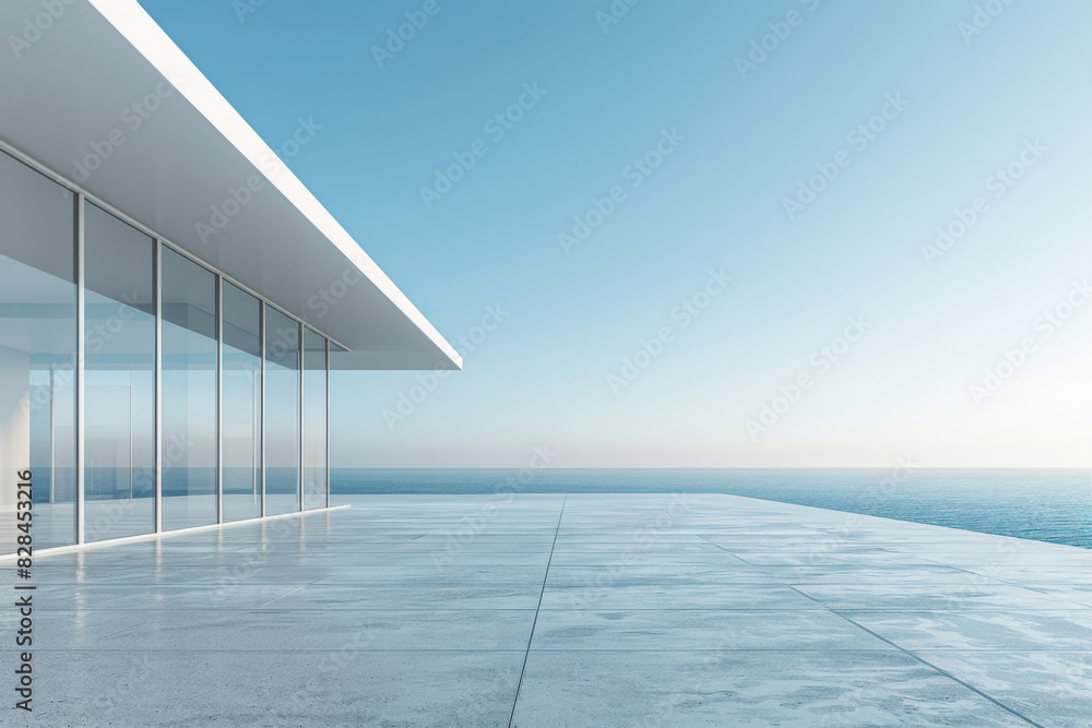 Fototapeta premium Modern buildings by the lake.Empty architectural background.
