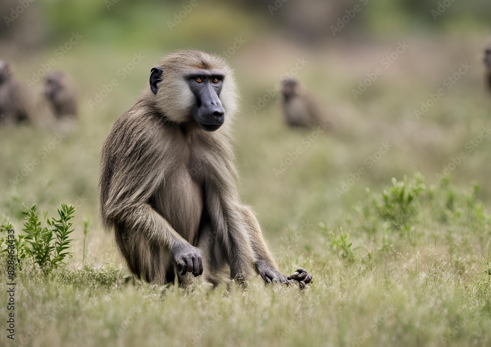The Olive baboon (Papio anubis), also known as the Anubis baboon, belongs to the family Cercopithecidae (Old World monkeys). The Olive baboon (Papio anubis), also known as the Anubis baboon, belongs to the family Cercopithecidae (Old World monkeys).