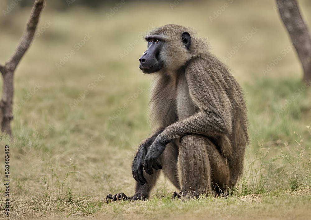 The Olive baboon (Papio anubis), also known as the Anubis baboon, belongs to the family Cercopithecidae (Old World monkeys). The Olive baboon (Papio anubis), also known as the Anubis baboon, belongs to the family Cercopithecidae (Old World monkeys).
