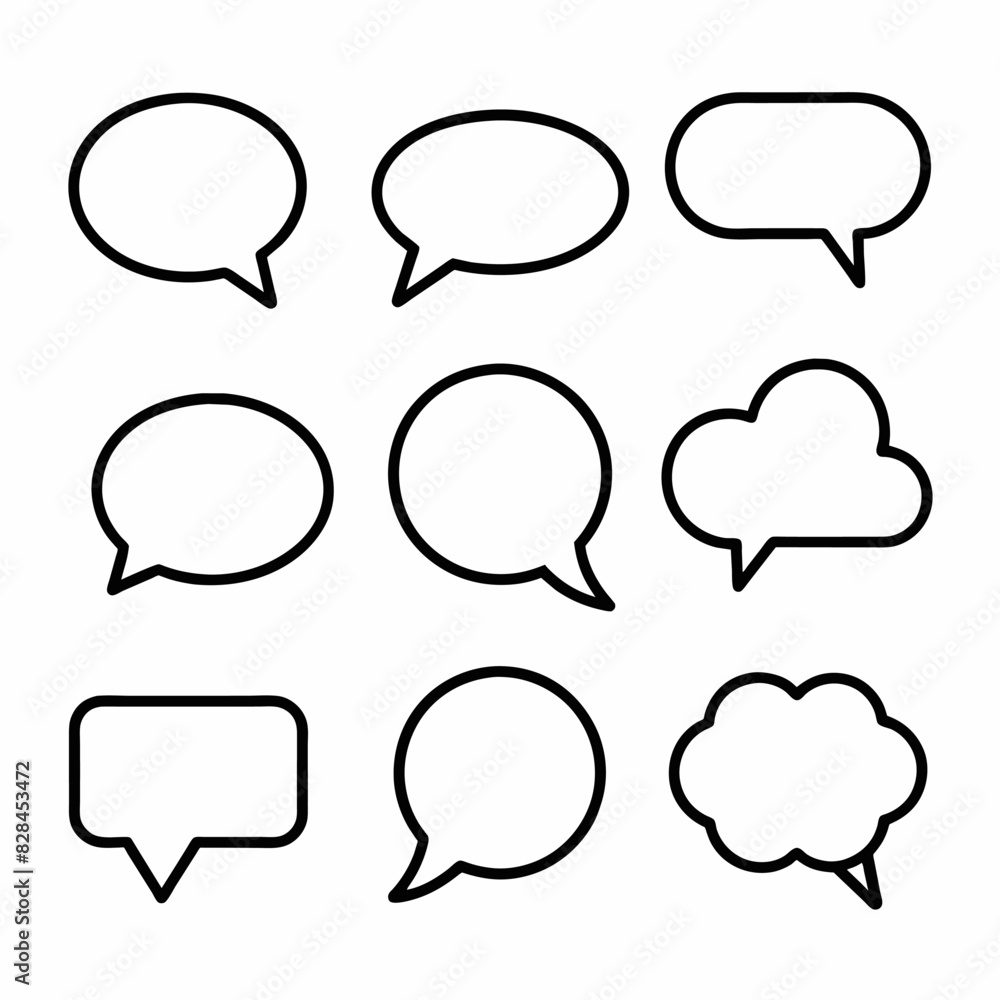 Speech bubbles in various shapes on white background Speech bubbles in various shapes on white background