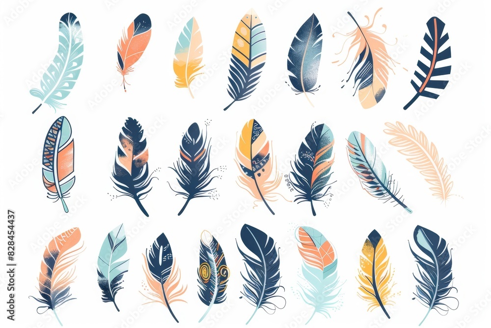 Feather icon, animal feathers isolated, doodle sketched plume symbol, elegant soft plume sign Feather icon, animal feathers isolated, doodle sketched plume symbol, elegant soft plume sign