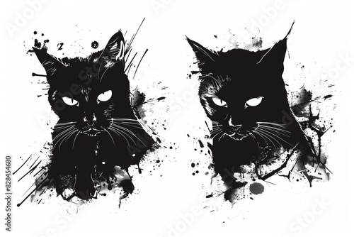 Cat graffiti spray icon, minimal kitten symbol, kitty sign isolated, pet pictogram, cat set on white