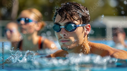 Group of People Swimming in a Pool