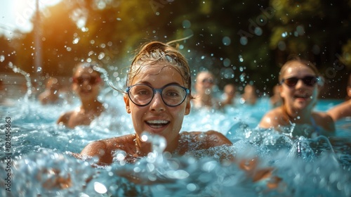 Group of People Swimming in a Pool